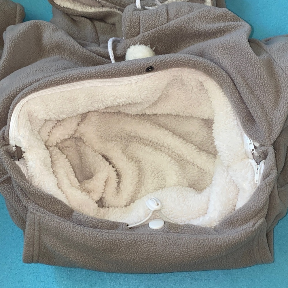 ISSAC LIVE pet animal pouch kitty ears hoodie sweatshirt gray white size L - Picture 5 of 10